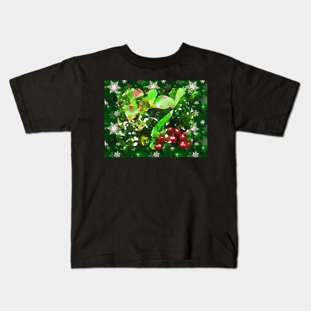 Holiday berries and floral print Kids T-Shirt by Dillyzip1202